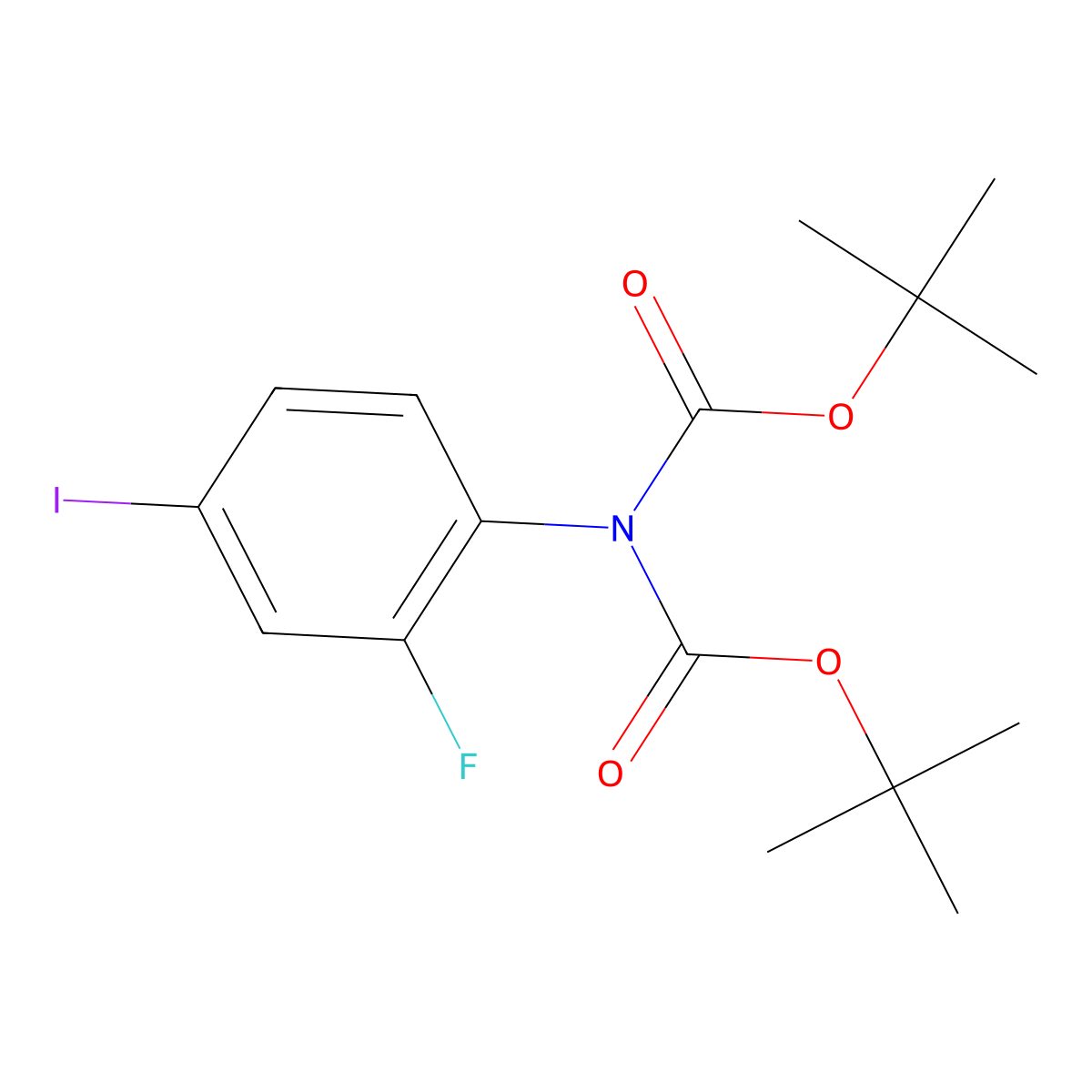N-Bis-boc-4-iodo-2-fluoroaniline molecular structure, CAS 1314985-54-0