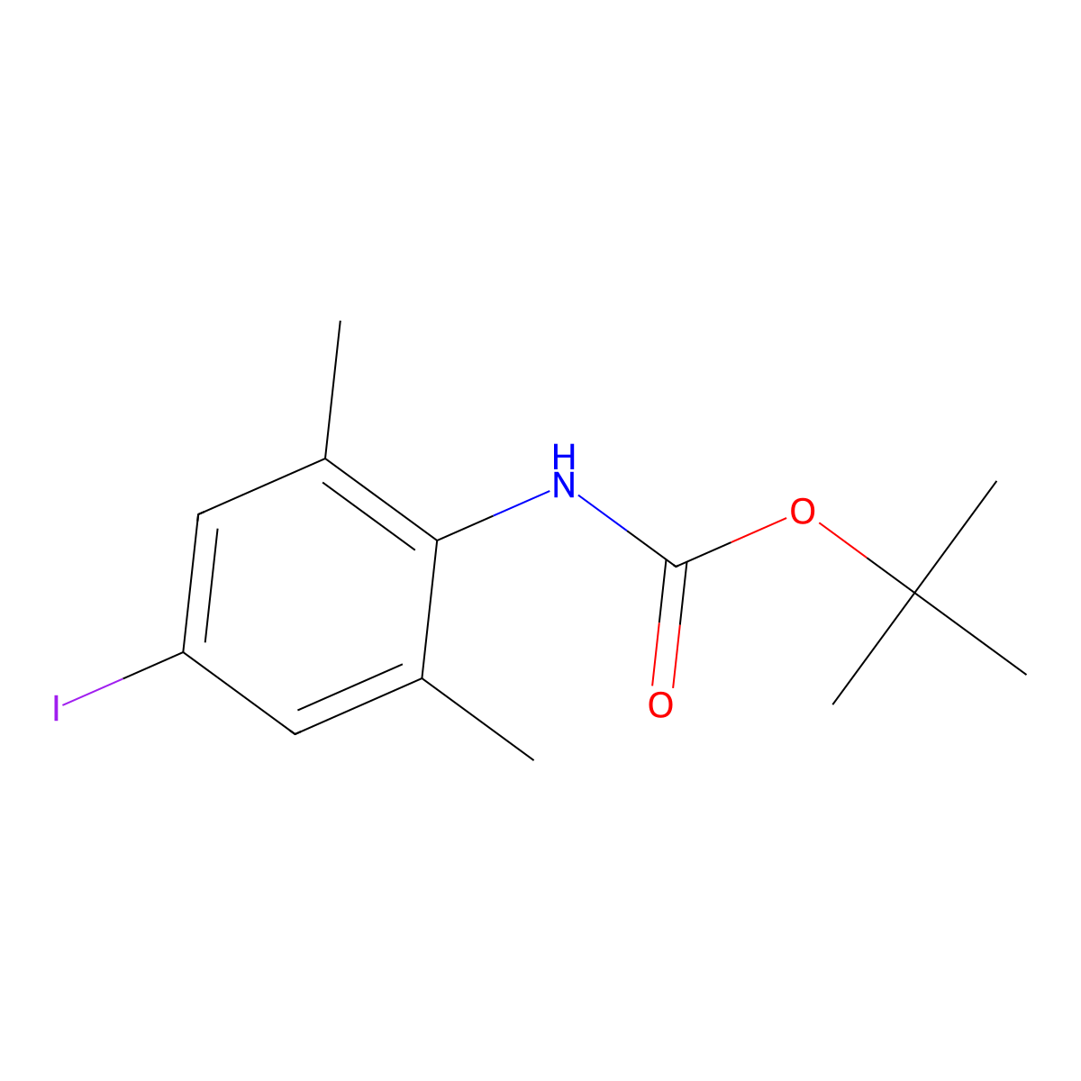 Tert-butyl 4-iodo-2,6-dimethylphenylcarbamate molecular structure, CAS 1314985-68-6