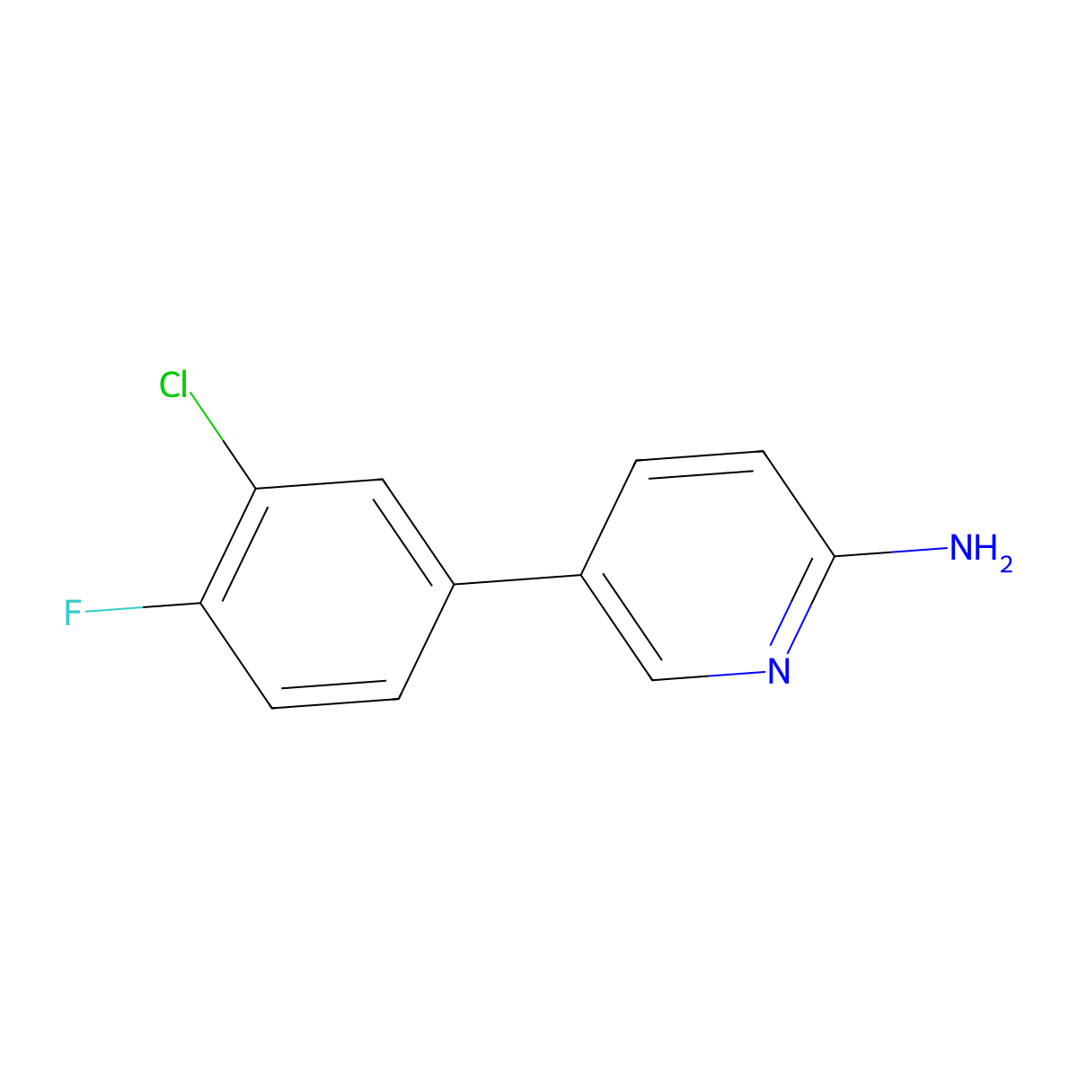5-(3-Chloro-4-fluorophenyl)pyridin-2-amine molecular structure, CAS 1314985-70-0