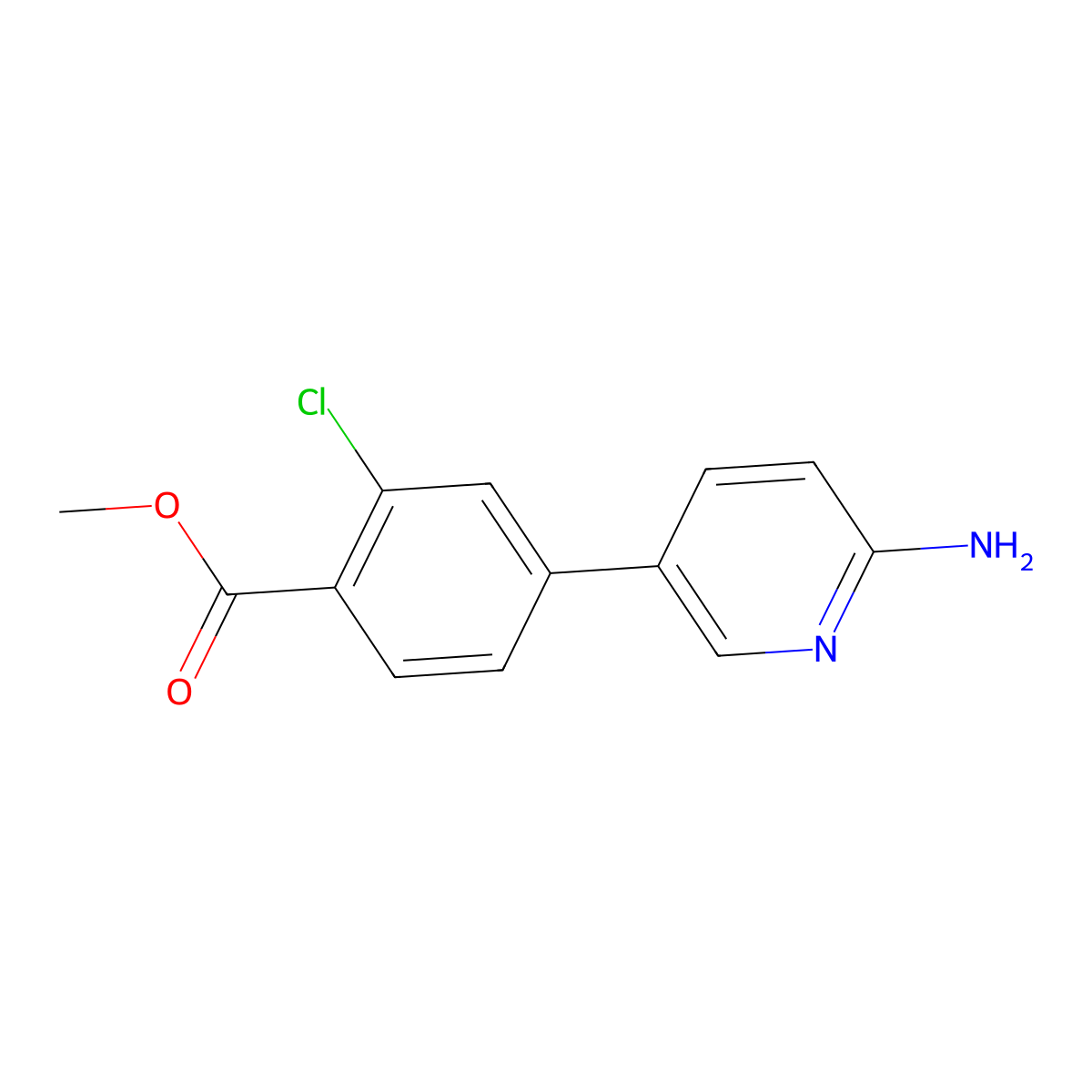 Methyl 4-(6-aminopyridin-3-yl)-2-chlorobenzoate molecular structure, CAS 1314986-19-0