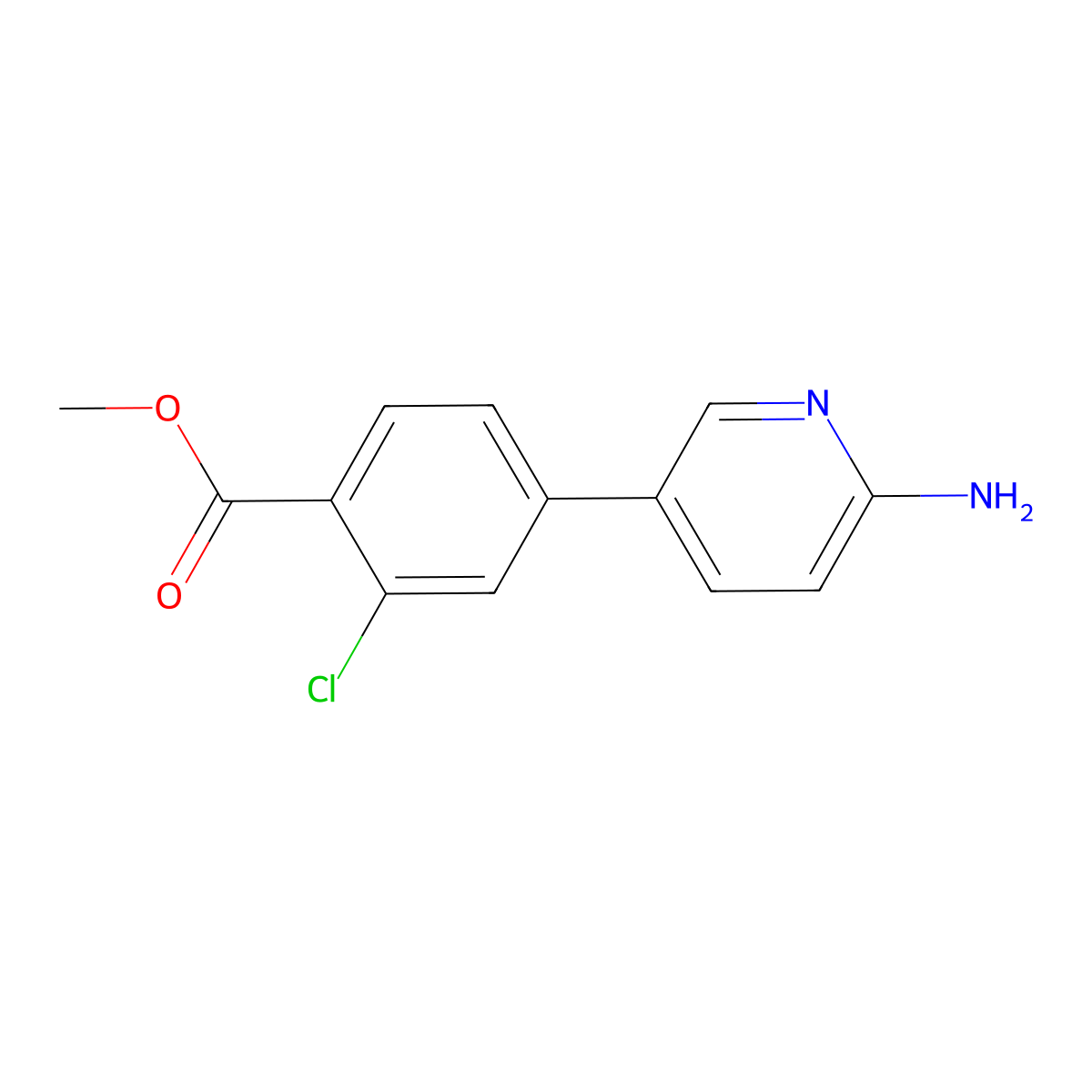 Methyl 4-(6-aminopyridin-3-yl)-2-chlorobenzoate molecular structure, CAS 1314986-19-0