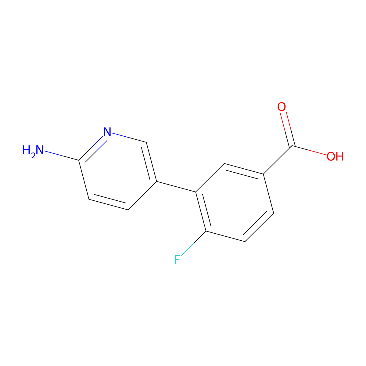 3-(6-Aminopyridin-3-yl)-4-fluorobenzoic acid molecular structure, CAS 1314986-80-5