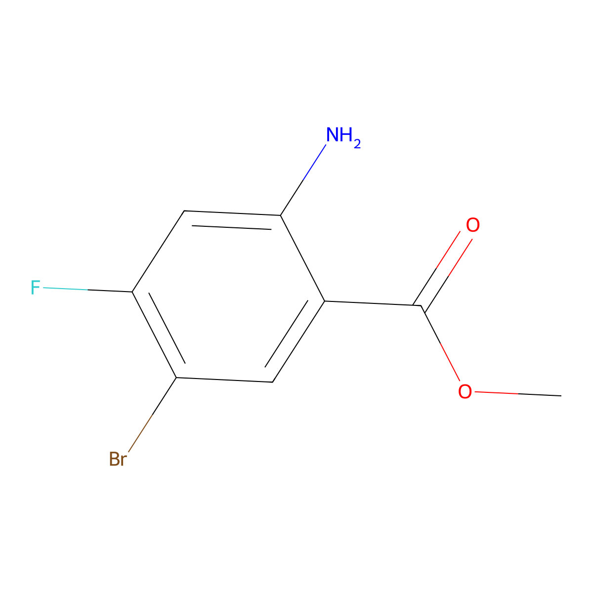 Benzoic acid, 2-amino-5-bromo-4-fluoro-, methyl ester molecular structure, CAS 1314987-34-2
