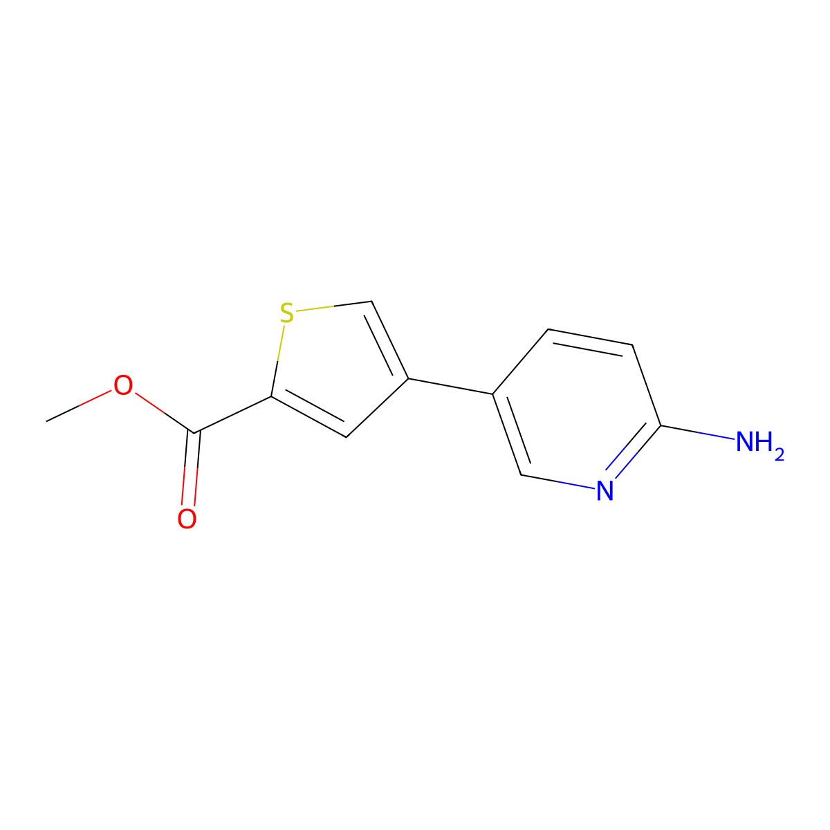 Methyl 4-(6-aminopyridin-3-yl)thiophene-2-carboxylate molecular structure, CAS 1314987-44-4