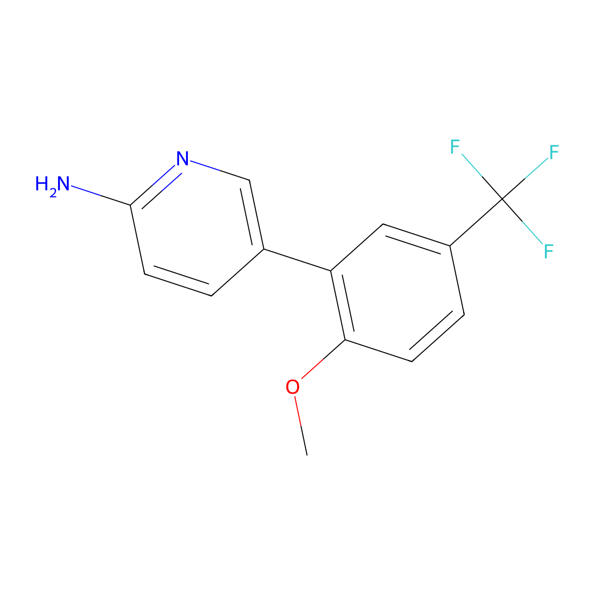 5-[2-Methoxy-5-(trifluoromethyl)phenyl]pyridin-2-amine molecular structure, CAS 1314987-45-5