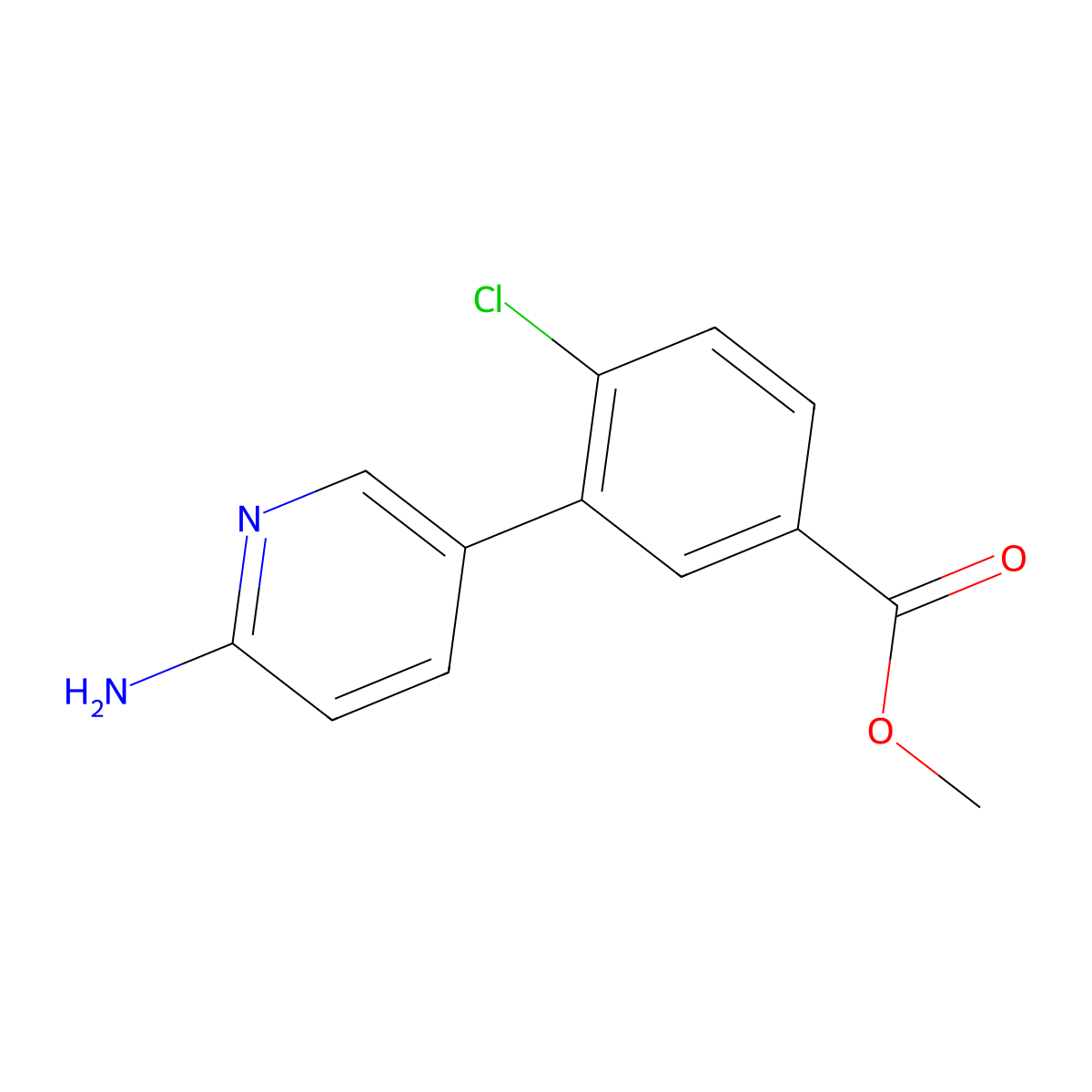 Methyl 3-(6-aminopyridin-3-yl)-4-chlorobenzoate molecular structure, CAS 1314987-49-9