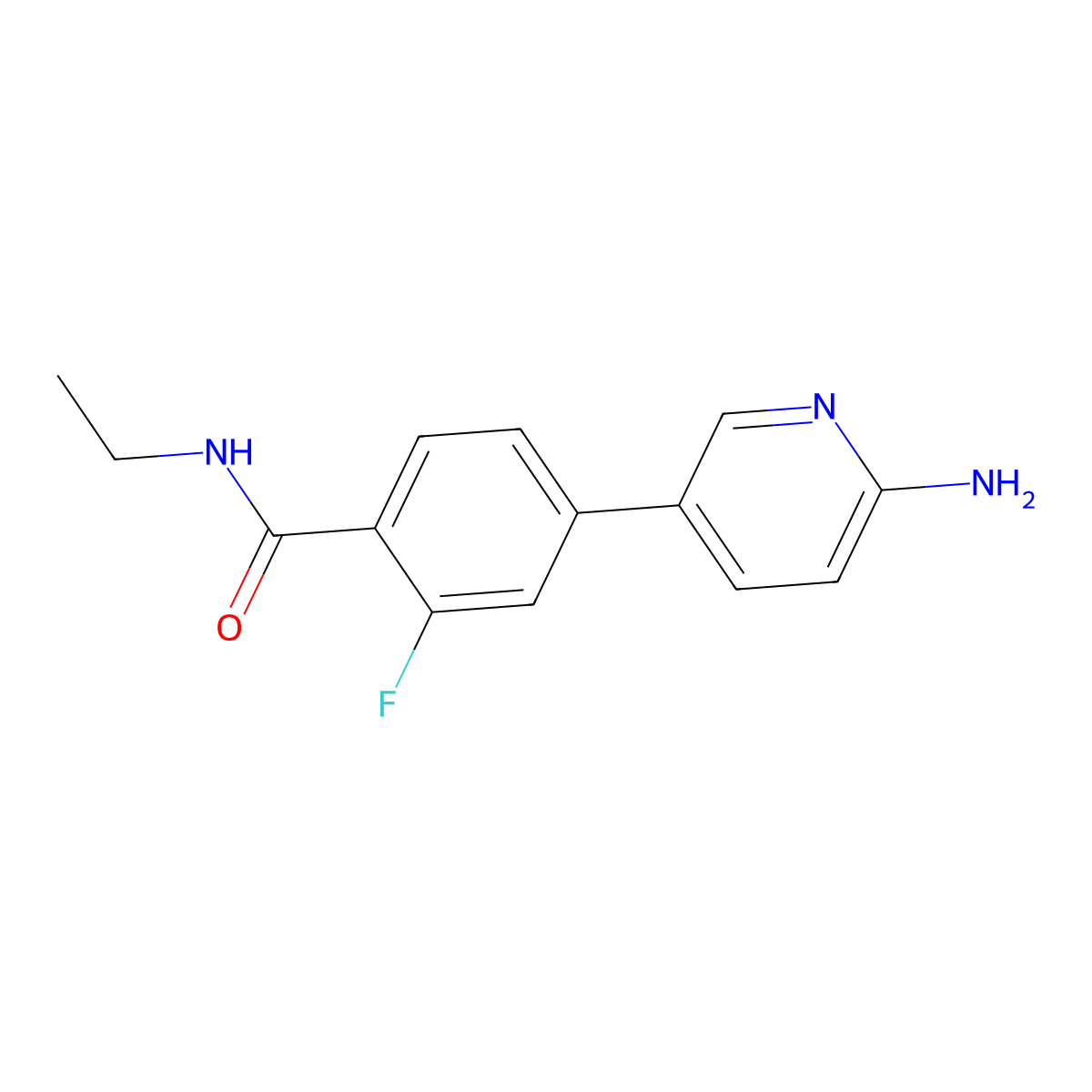 4-(6-Aminopyridin-3-yl)-N-ethyl-2-fluorobenzamide molecular structure, CAS 1314987-52-4
