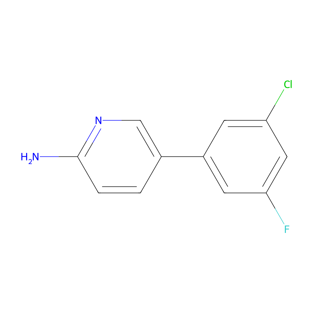 5-(3-Chloro-5-fluorophenyl)pyridin-2-amine molecular structure, CAS 1314987-64-8