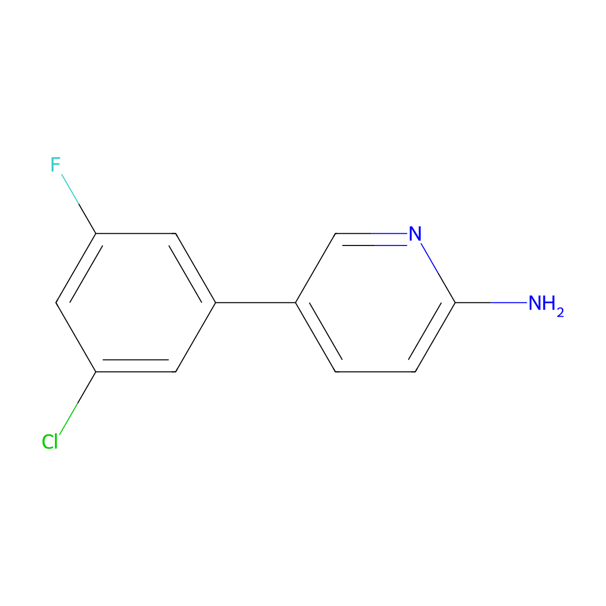 5-(3-Chloro-5-fluorophenyl)pyridin-2-amine molecular structure, CAS 1314987-64-8