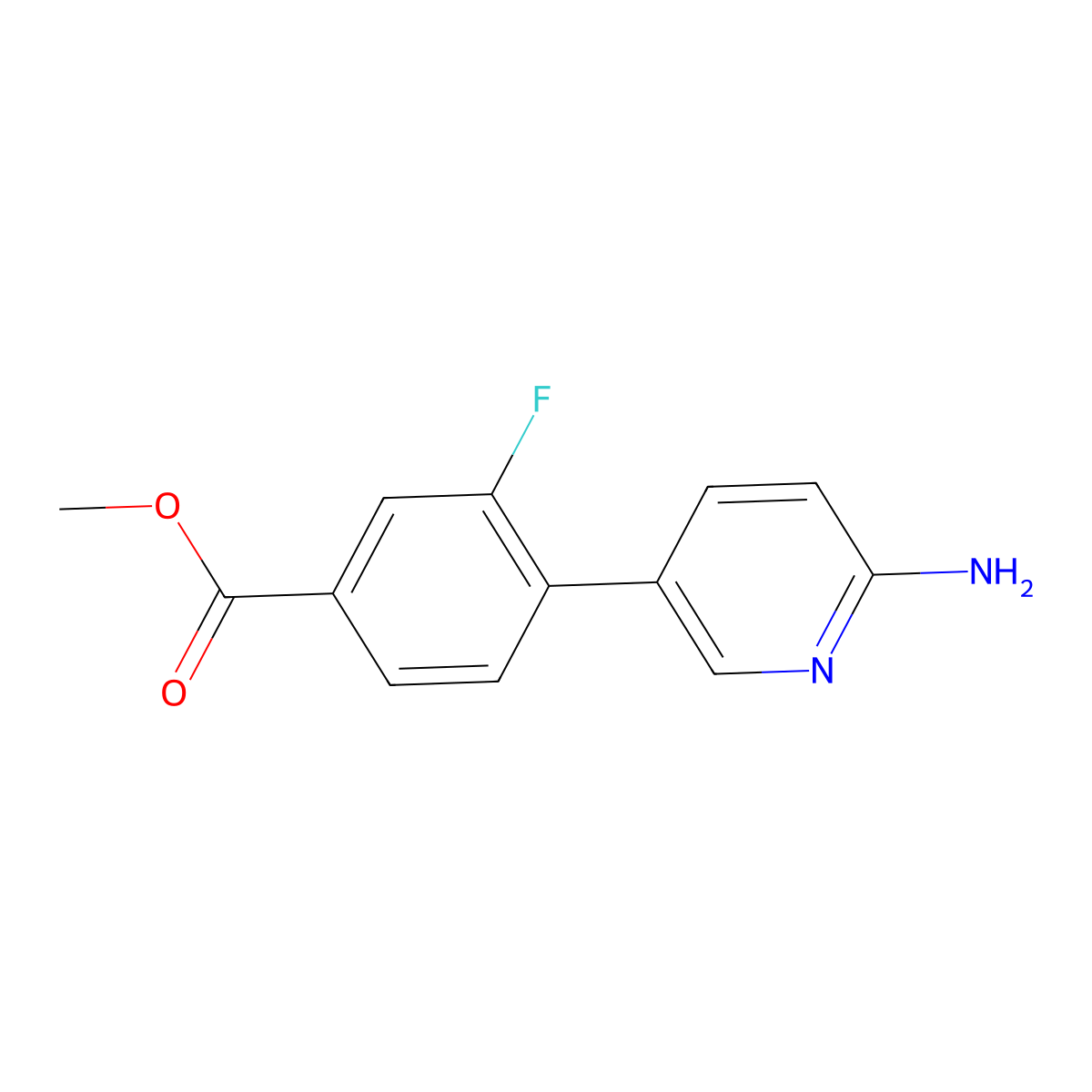 Methyl 4-(6-aminopyridin-3-yl)-3-fluorobenzoate molecular structure, CAS 1314987-75-1