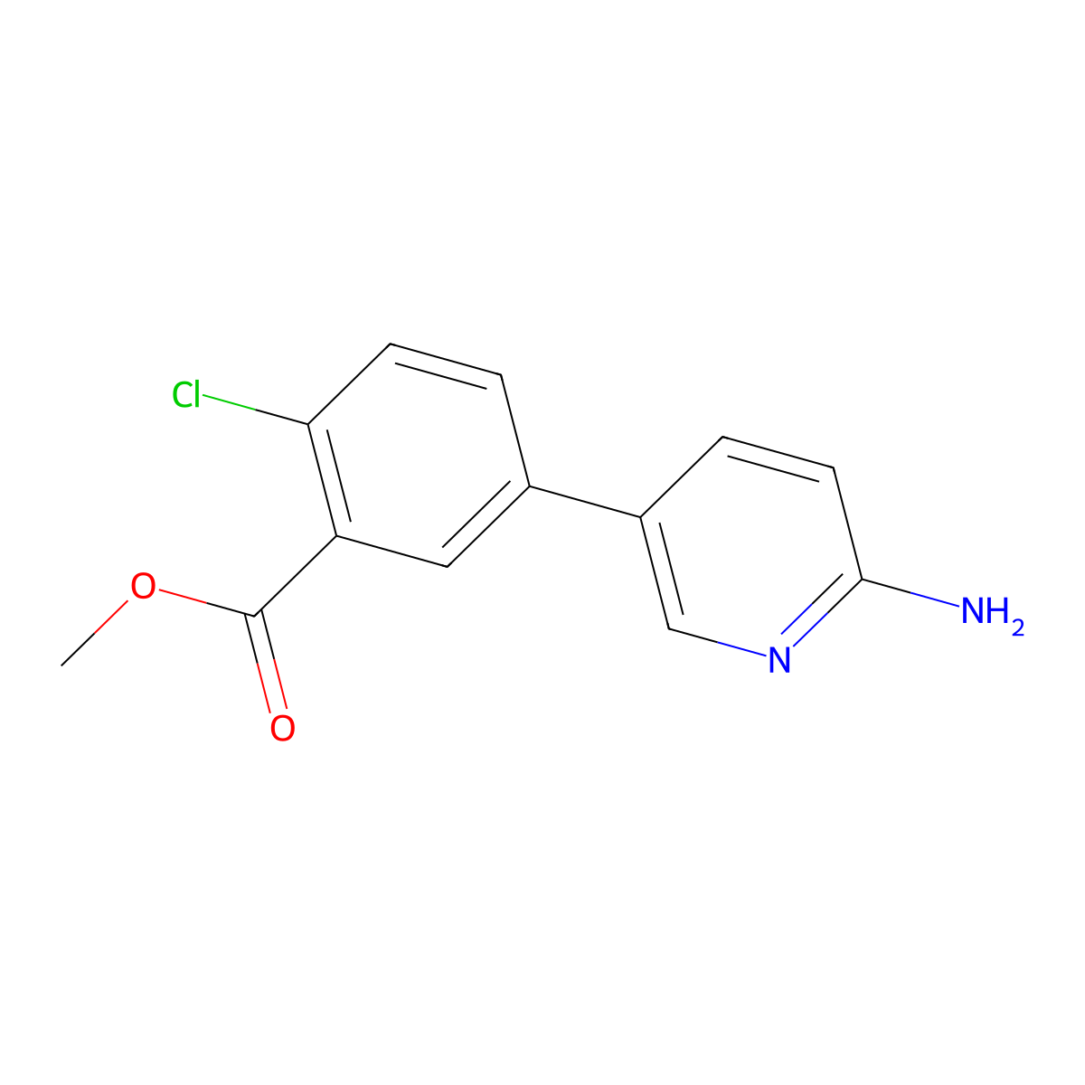Methyl 5-(6-aminopyridin-3-yl)-2-chlorobenzoate molecular structure, CAS 1314988-03-8