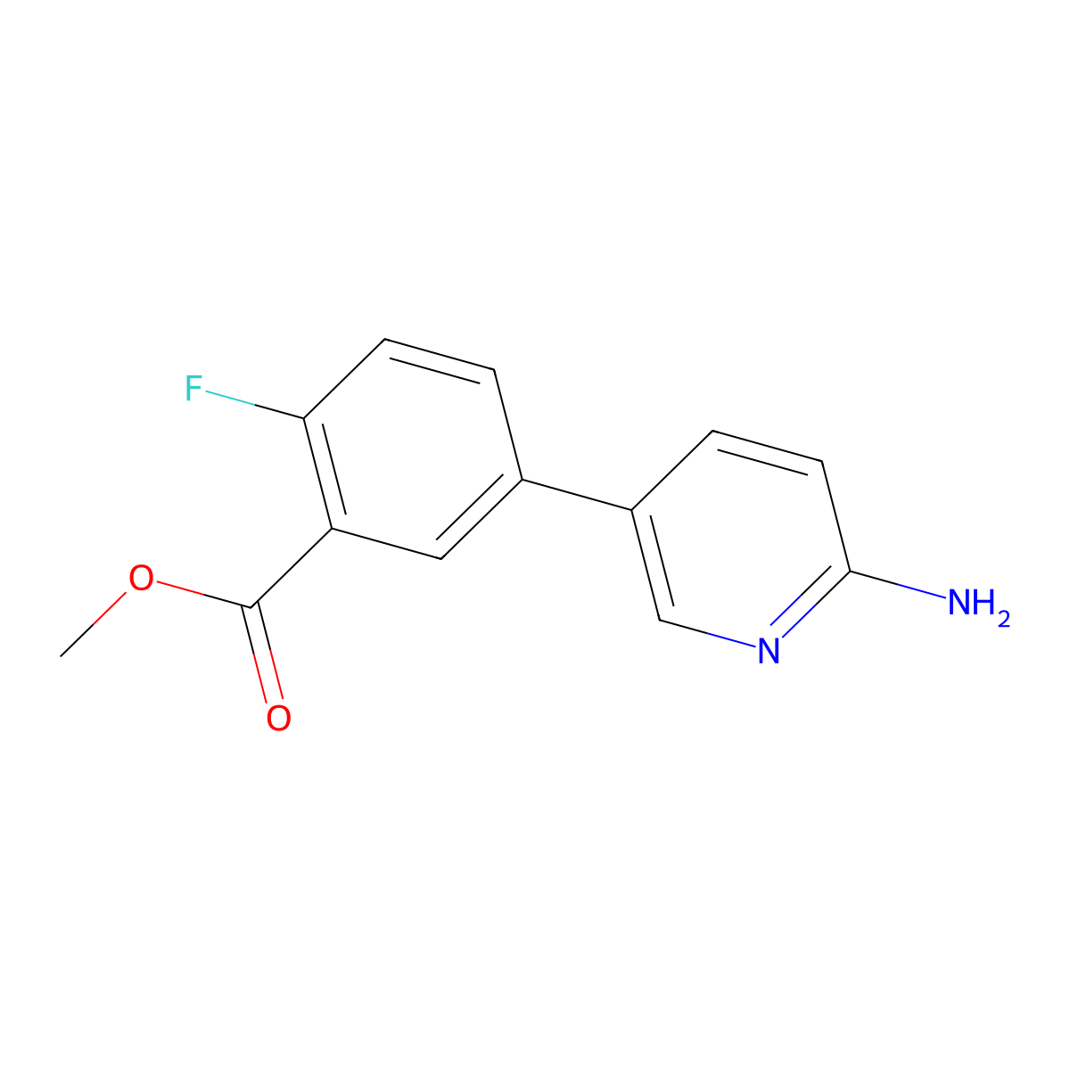 Methyl 5-(6-aminopyridin-3-yl)-2-fluorobenzoate molecular structure, CAS 1314988-17-4