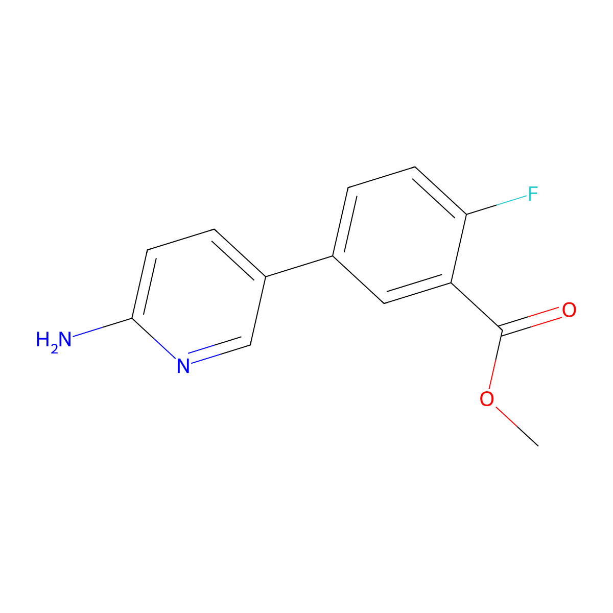 Methyl 5-(6-aminopyridin-3-yl)-2-fluorobenzoate molecular structure, CAS 1314988-17-4