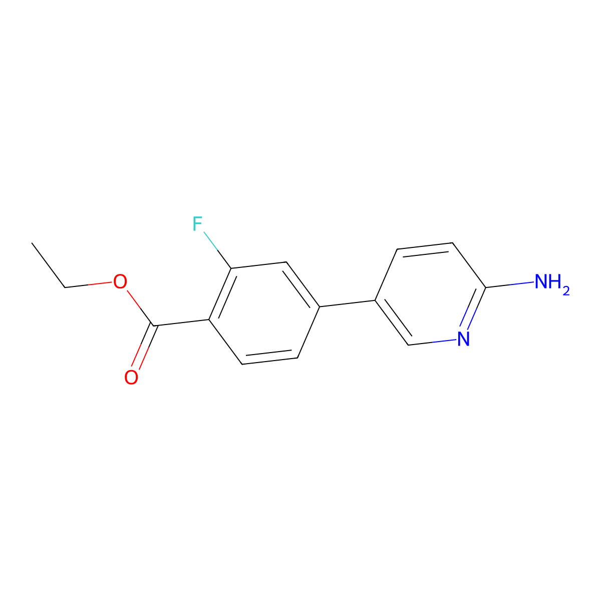 Ethyl 4-(6-aminopyridin-3-yl)-2-fluorobenzoate molecular structure, CAS 1314988-23-2