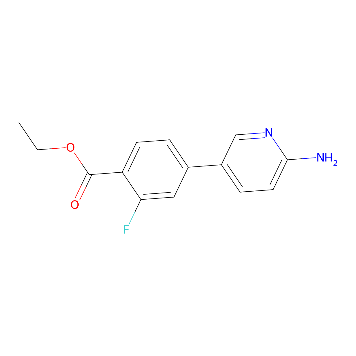 Ethyl 4-(6-aminopyridin-3-yl)-2-fluorobenzoate molecular structure, CAS 1314988-23-2
