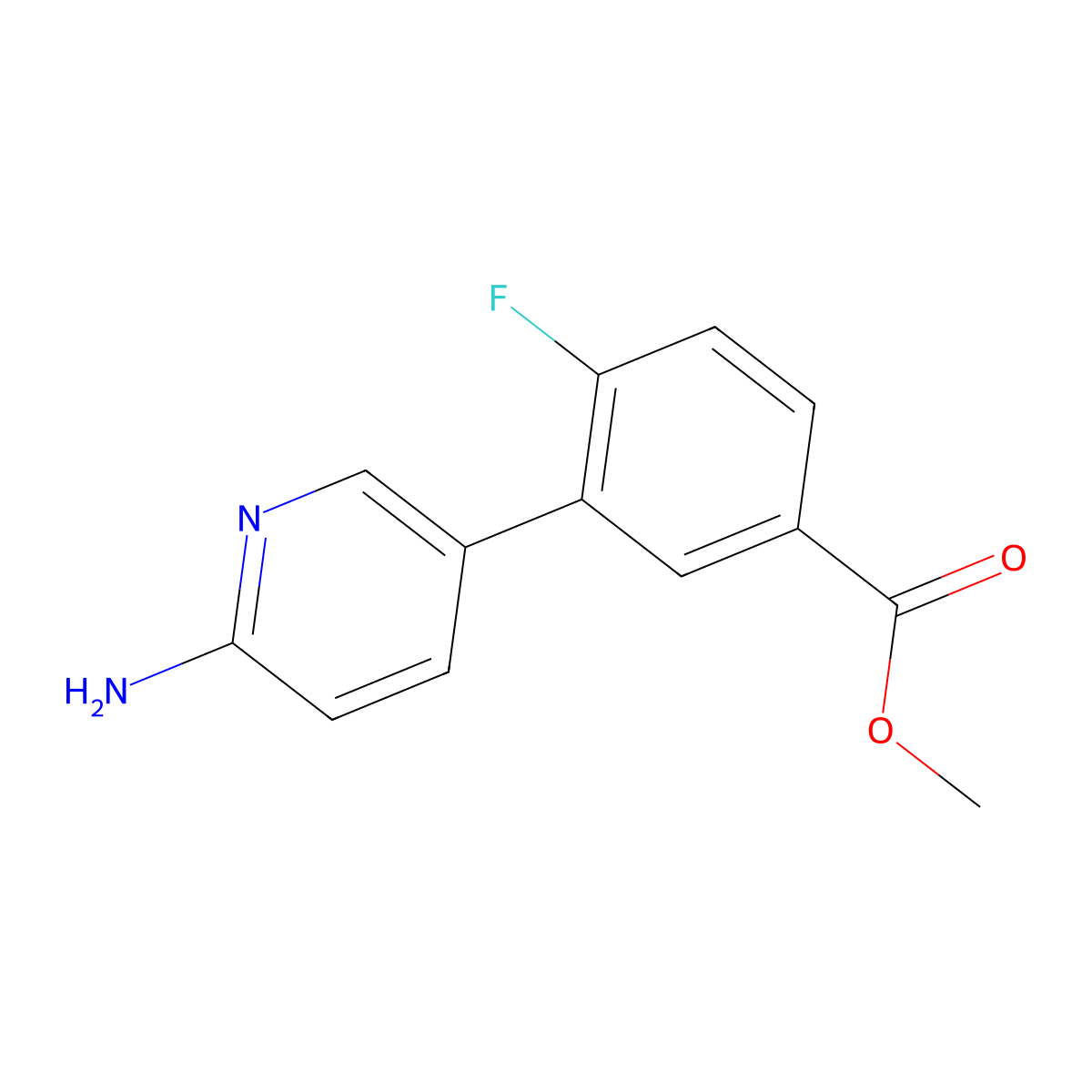 Methyl 3-(6-aminopyridin-3-yl)-4-fluorobenzoate molecular structure, CAS 1314988-27-6