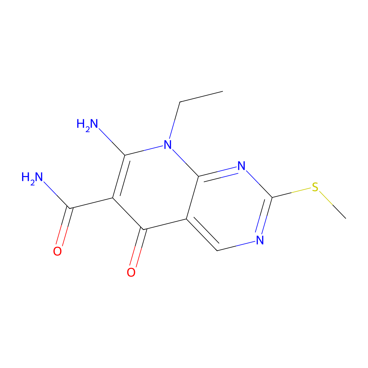 7-Amino-8-ethyl-2-(methylthio)-5-oxo-5,8-dihydropyrido[2,3-d]pyrimidine-6-carboxamide molecular structure, CAS 1314997-70-0
