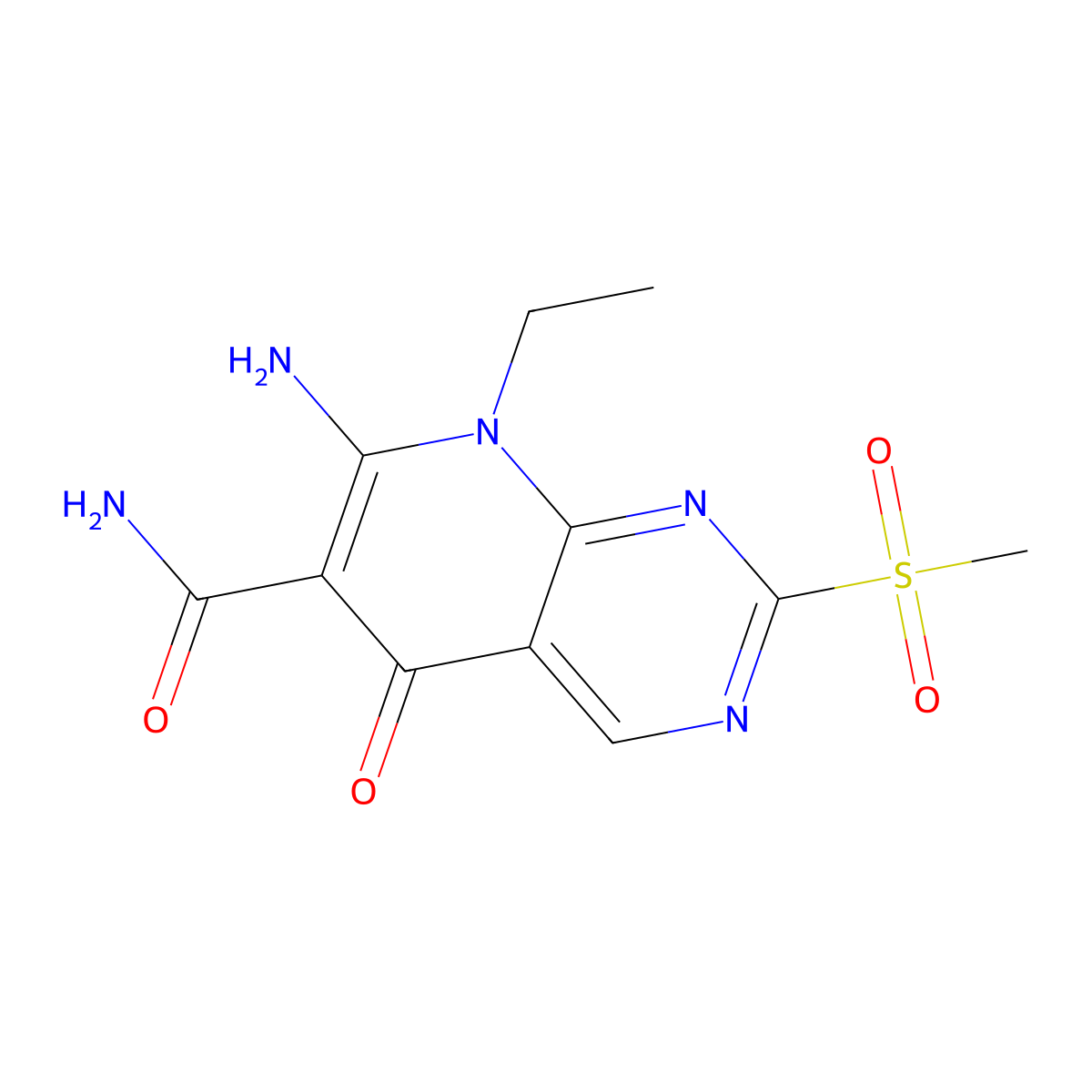 7-Amino-8-ethyl-2-(methylsulfonyl)-5-oxo-5,8-dihydropyrido[2,3-d]pyrimidine-6-carboxamide molecular structure, CAS 1314997-71-1