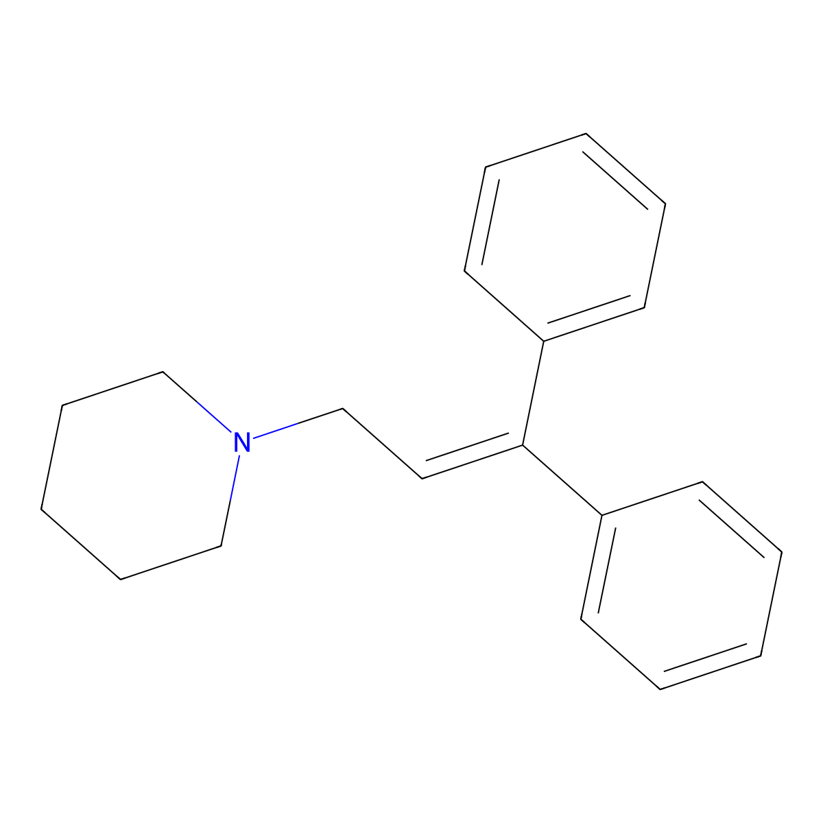 Piperidine, 1-(3,3-diphenylallyl)- molecular structure, CAS 13150-57-7