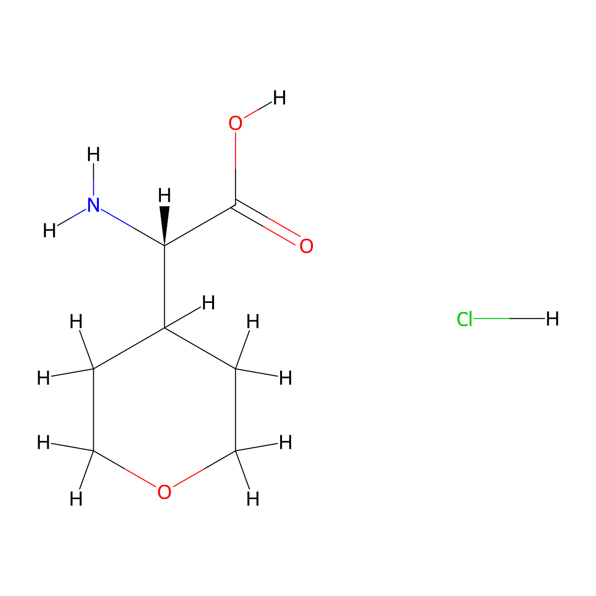 (S)-2-Amino-2-(tetrahydro-2H-pyran-4-yl)acetic acid hydrochloride molecular structure, CAS 1315028-11-5