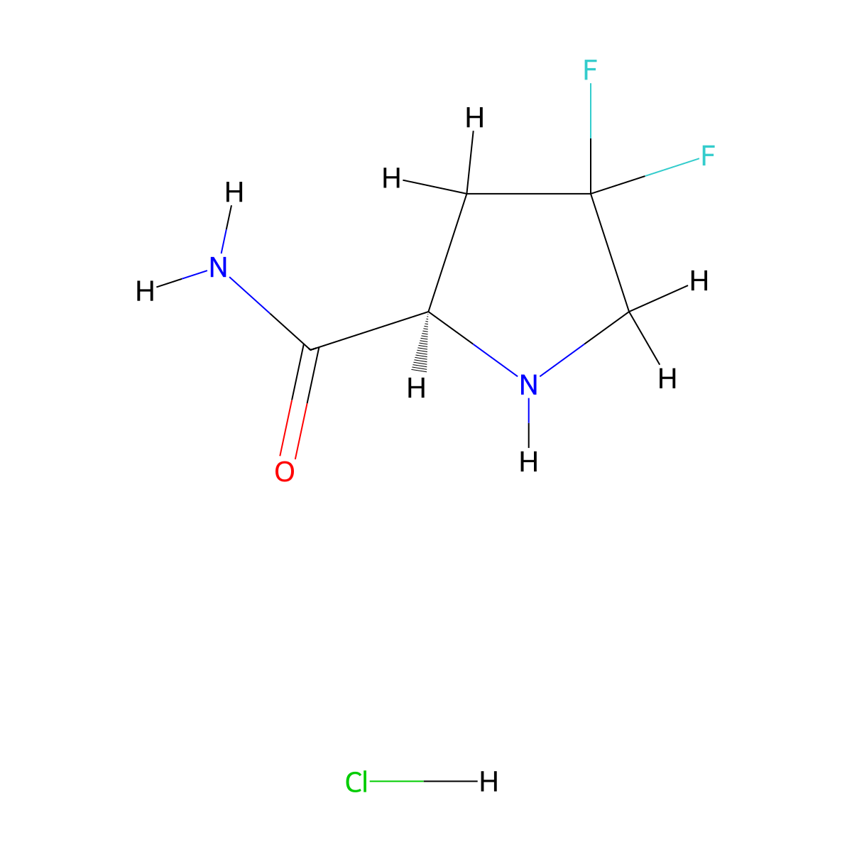 (R)-4,4-Difluoropyrrolidine-2-carboxamide hydrochloride molecular structure, CAS 1315053-41-8