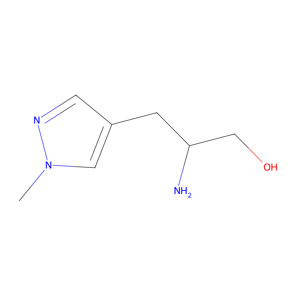 2-amino-3-(1-methyl-1H-pyrazol-4-yl)propan-1-ol molecular structure, CAS 1315059-68-7