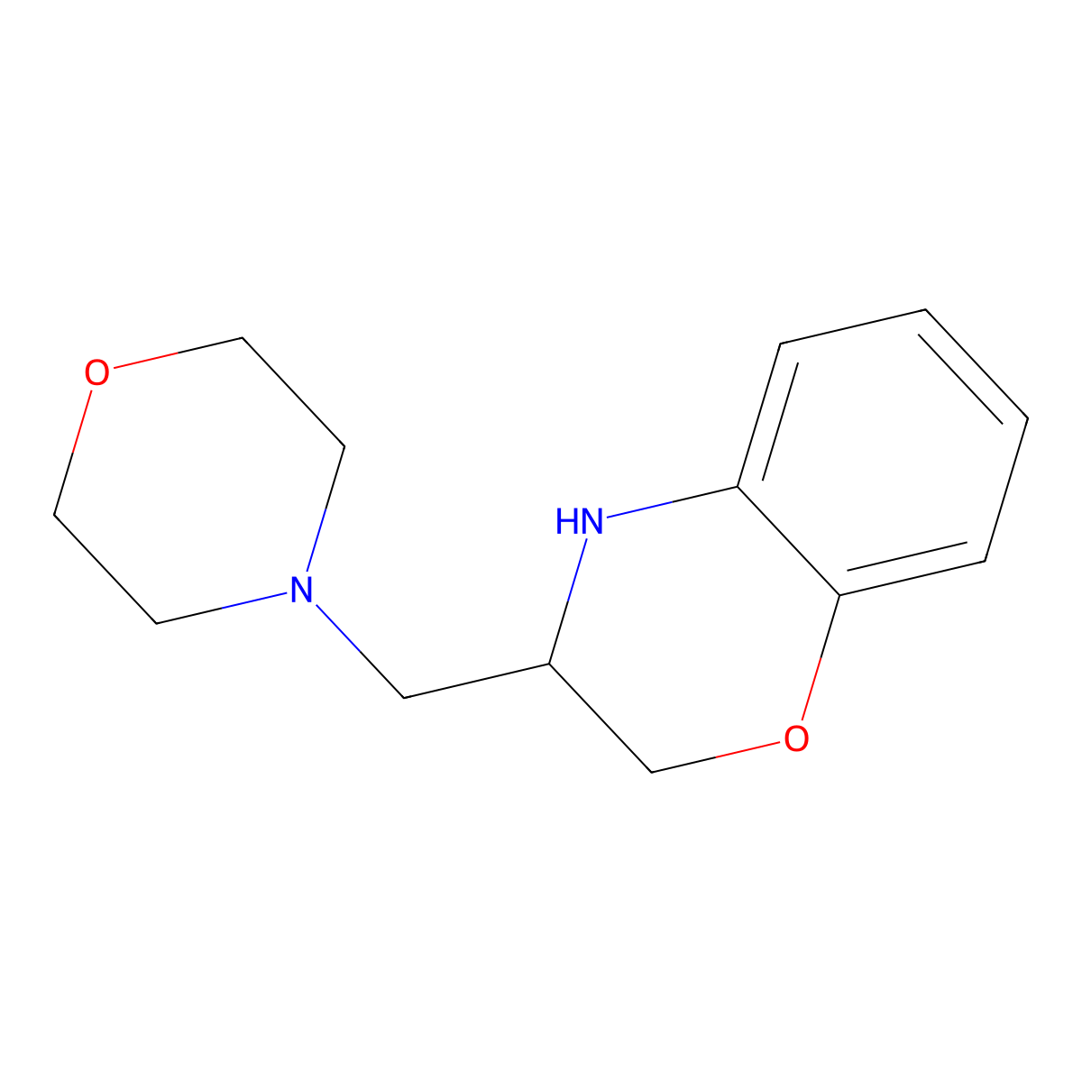 3,4-Dihydro-3-[(4-morpholinyl)methyl]-2H-1,4-benzoxazine molecular structure, CAS 131513-35-4