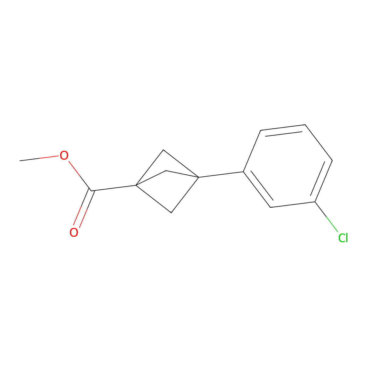 Methyl 3-(3-chlorophenyl)bicyclo[1.1.1]pentane-1-carboxylate molecular structure, CAS 131515-50-9
