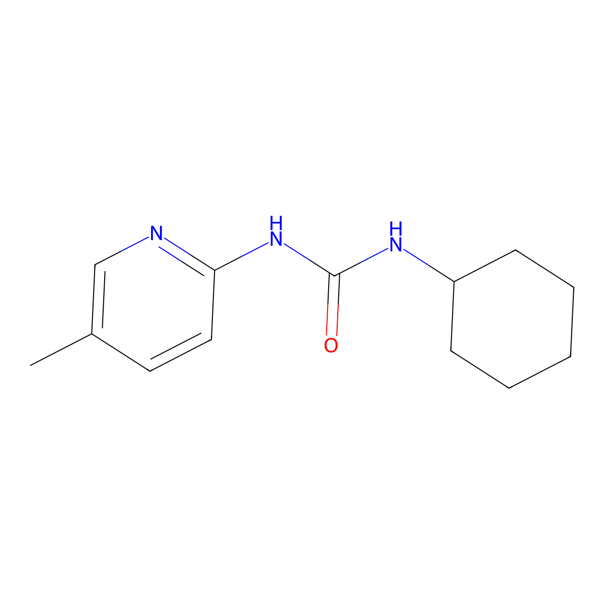 1-Cyclohexyl-3-(5-methylpyridin-2-yl)urea molecular structure, CAS 131519-57-8