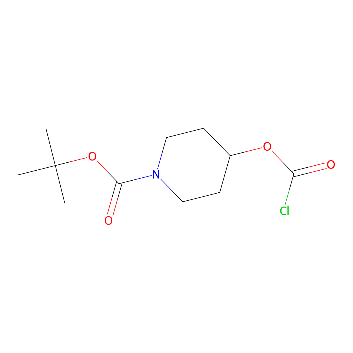 Tert-butyl 4-((chlorocarbonyl)oxy)piperidine-1-carboxylate molecular structure, CAS 1315192-00-7