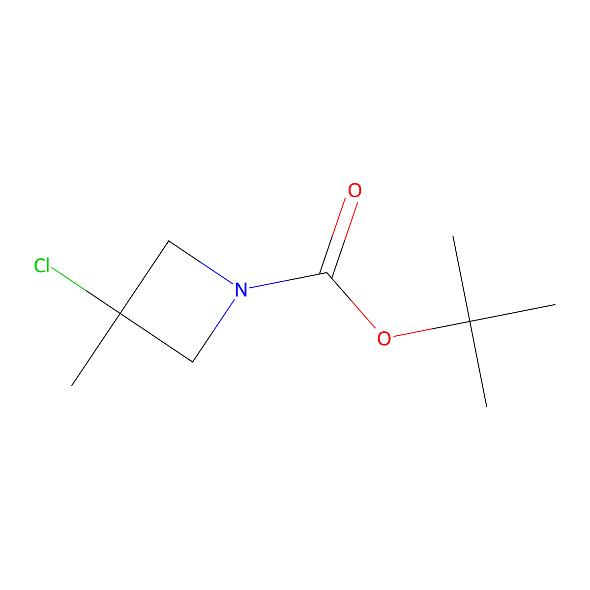 Tert-butyl 3-chloro-3-methyl-azetidine-1-carboxylate molecular structure, CAS 1315192-61-0