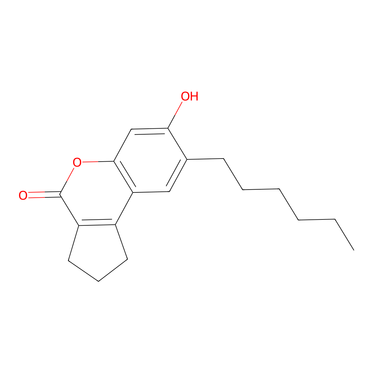 8-hexyl-7-hydroxy-2,3-dihydrocyclopenta[c]chromen-4(1H)-one molecular structure, CAS 131526-94-8