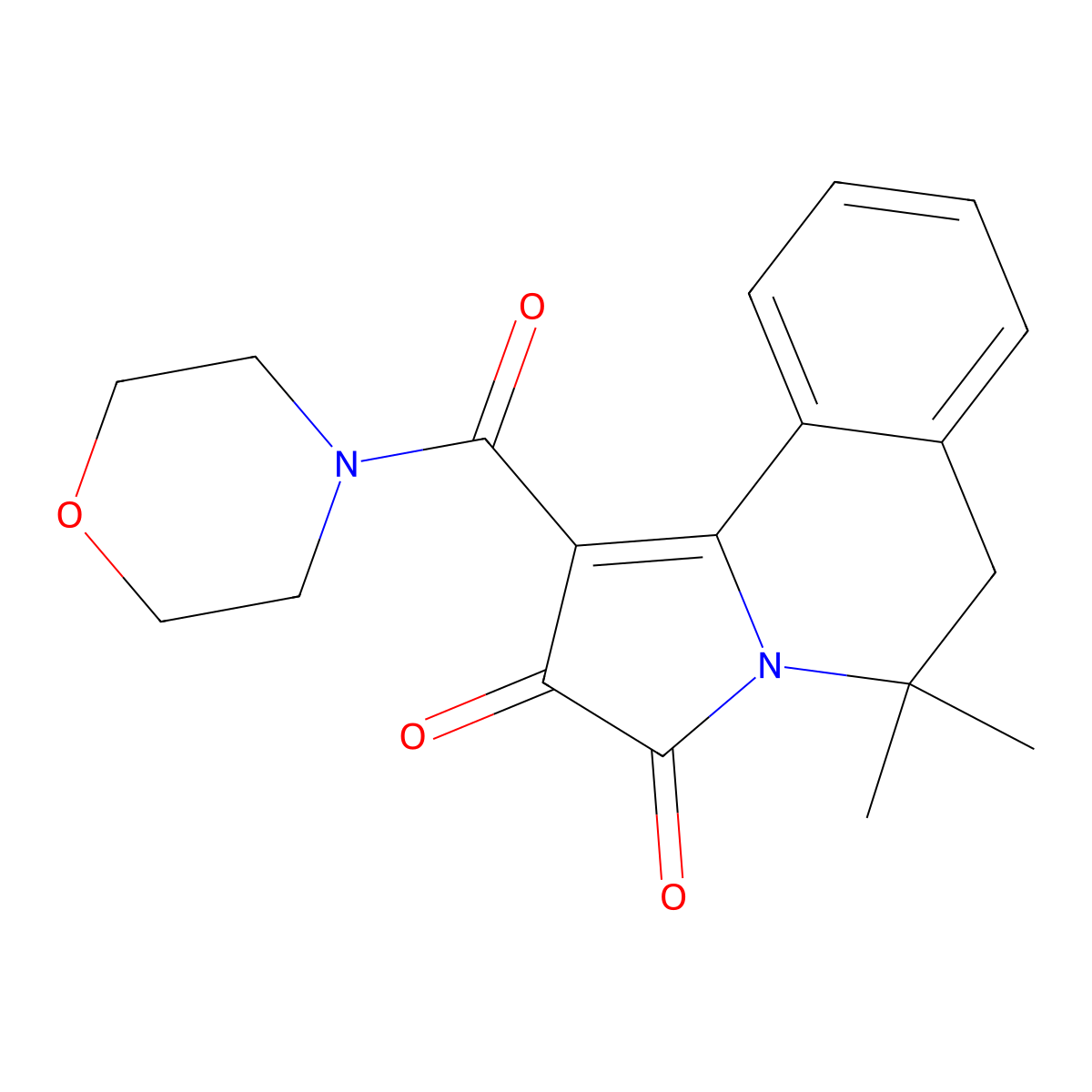 5,5-dimethyl-1-(morpholine-4-carbonyl)-6H-pyrrolo[2,1-a]isoquinoline-2,3-dione molecular structure, CAS 131527-18-9