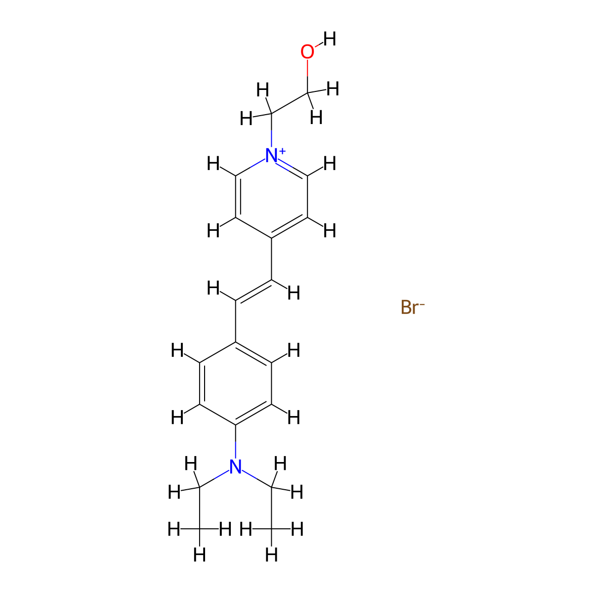 4-{2-[4-(Diethylamino)phenyl]ethenyl}-1-(2-hydroxyethyl)pyridin-1-ium bromide molecular structure, CAS 1315270-31-5