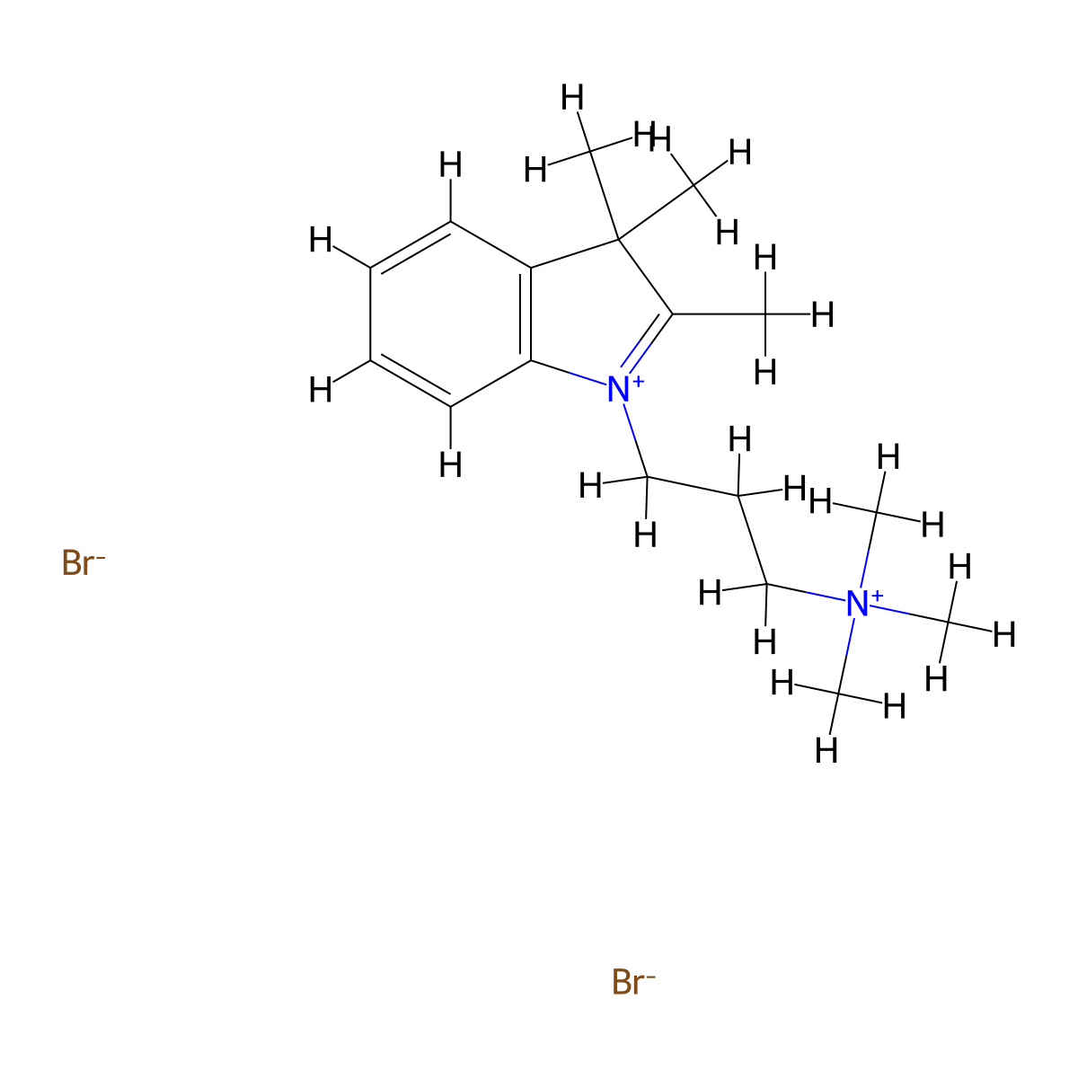 2,3,3-Trimethyl-1-(3-(trimethylammonio)propyl)-3H-indol-1-ium bromide molecular structure, CAS 1315275-89-8