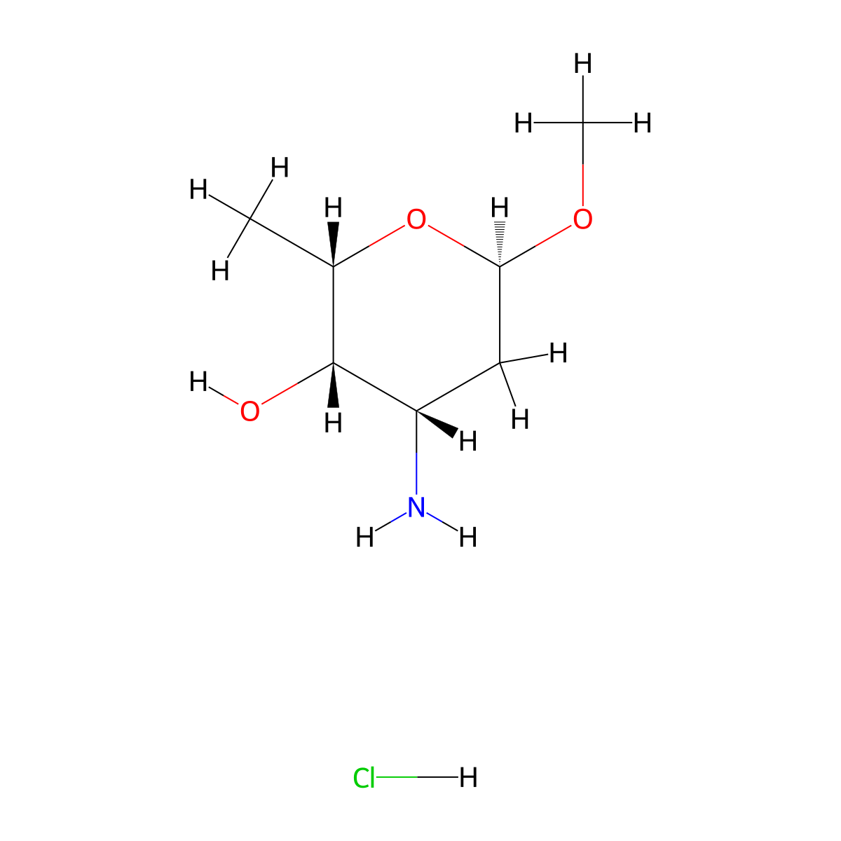 Methyl L-daunosamine hydrochloride molecular structure, CAS 131528-45-5