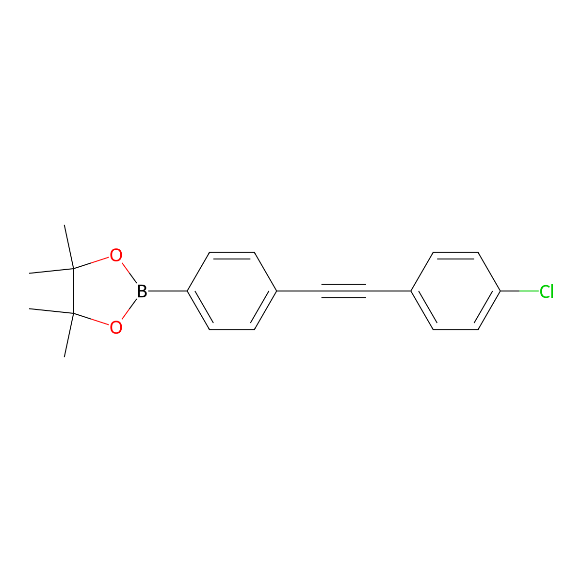 2-(4-(2-(4-Chlorophenyl)ethynyl)phenyl)-4,4,5,5-tetramethyl-1,3,2-dioxaborolane molecular structure, CAS 1315281-10-7