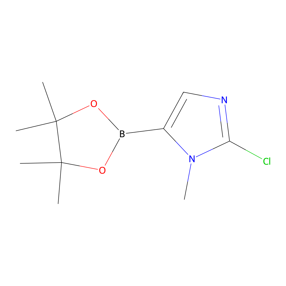 2-Chloro-1-methyl-5-(4,4,5,5-tetramethyl-1,3,2-dioxaborolan-2-yl)-1H-imidazole molecular structure, CAS 1315281-29-8