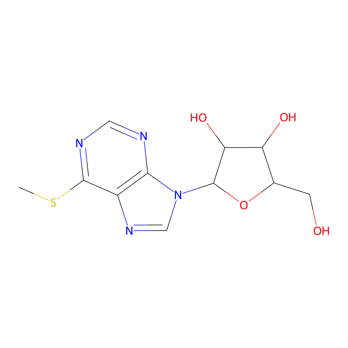 2-(Hydroxymethyl)-5-(6-methylsulfanylpurin-9-yl)oxolane-3,4-diol molecular structure, CAS 13153-62-3