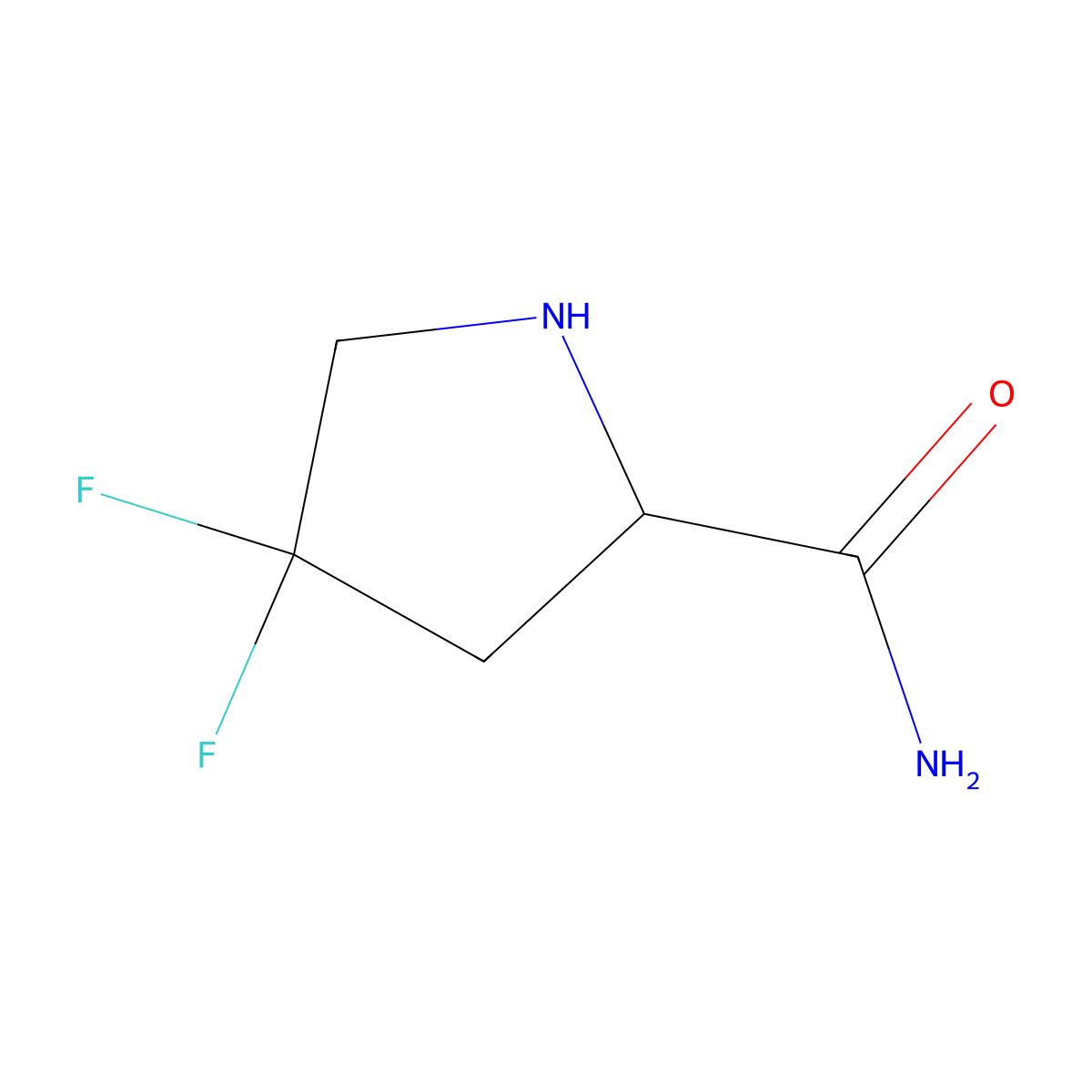 (R)-4,4-Difluoropyrrolidine-2-carboxamide molecular structure, CAS 1315304-75-6