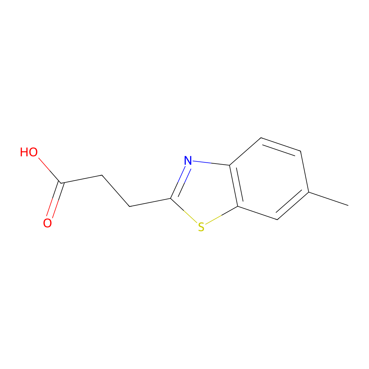 3-(6-Methyl-1,3-benzothiazol-2-yl)propanoic acid molecular structure, CAS 1315317-88-4