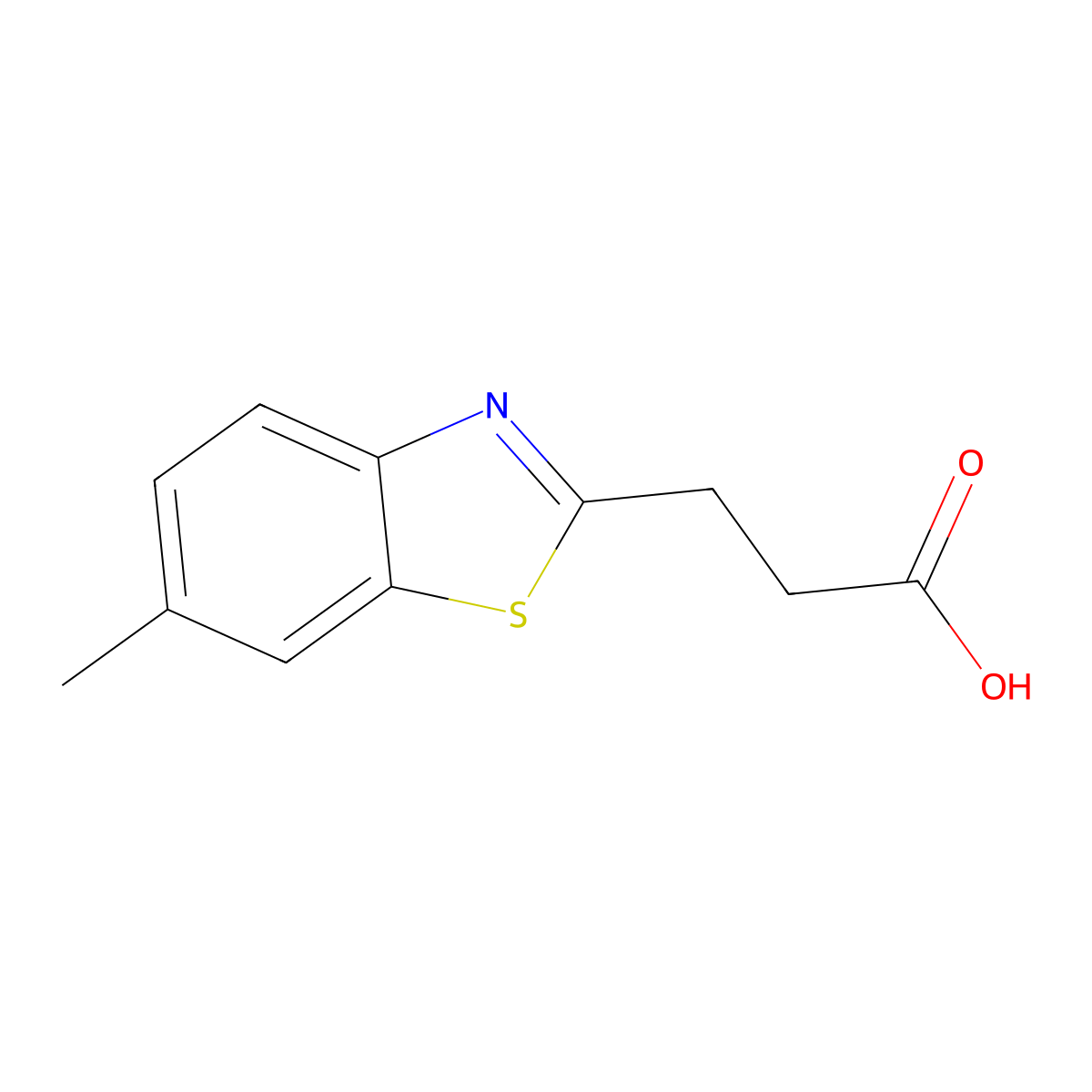 3-(6-Methyl-1,3-benzothiazol-2-yl)propanoic acid molecular structure, CAS 1315317-88-4