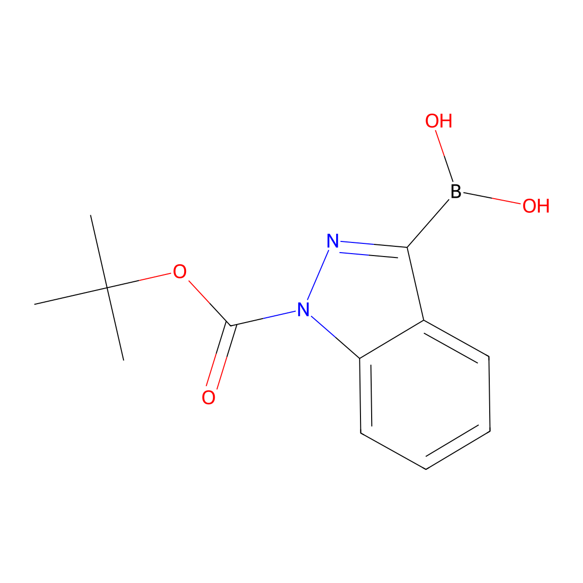 (1-(tert-Butoxycarbonyl)-1H-indazol-3-yl)boronic acid molecular structure, CAS 1315339-92-4