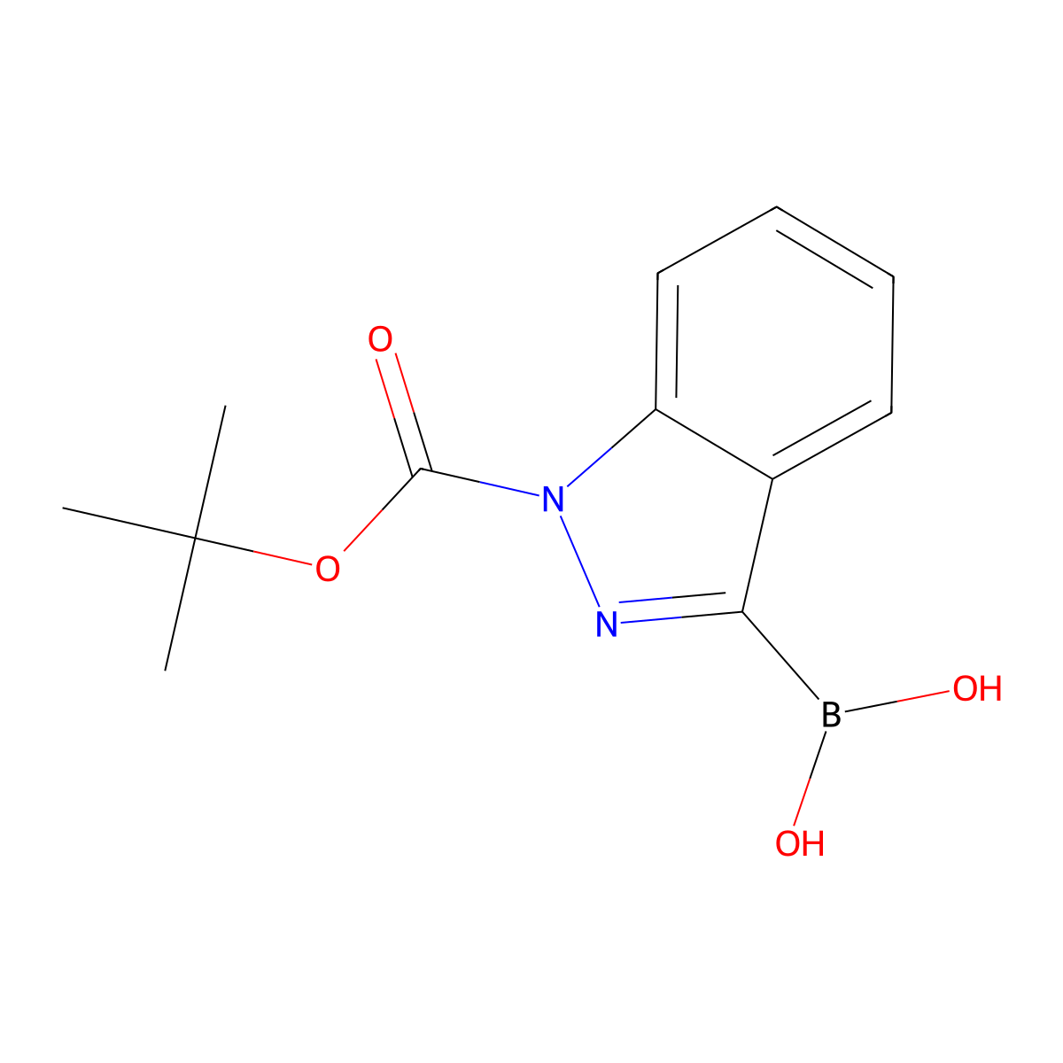 (1-(tert-Butoxycarbonyl)-1H-indazol-3-yl)boronic acid molecular structure, CAS 1315339-92-4