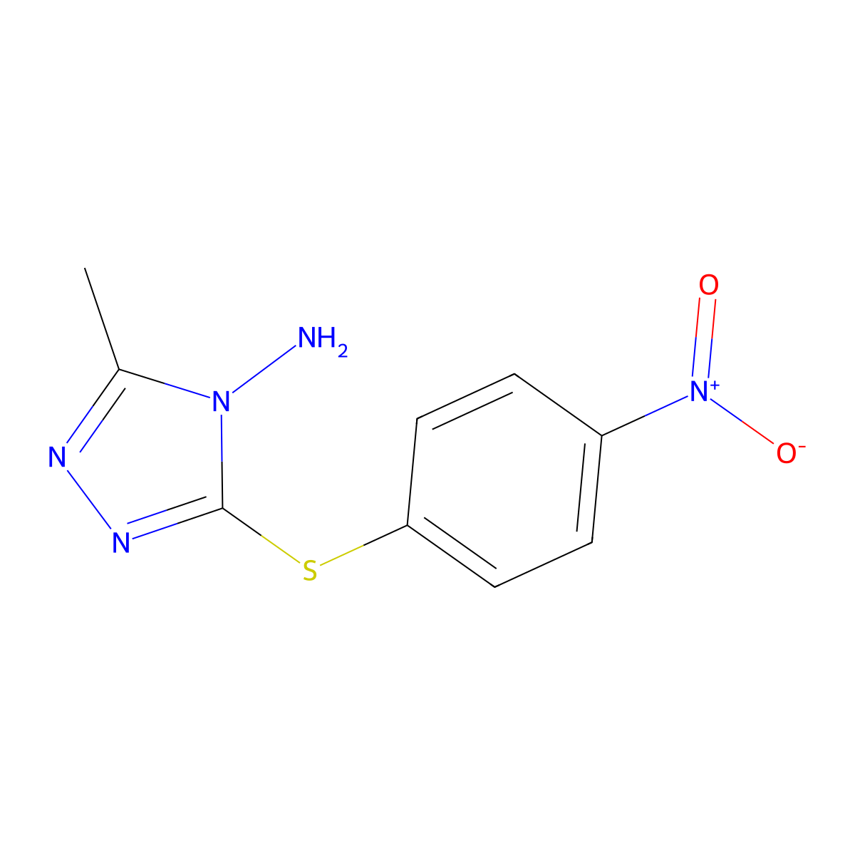 3-methyl-5-[(4-nitrophenyl)sulfanyl]-4H-1,2,4-triazol-4-amine molecular structure, CAS 1315342-99-4