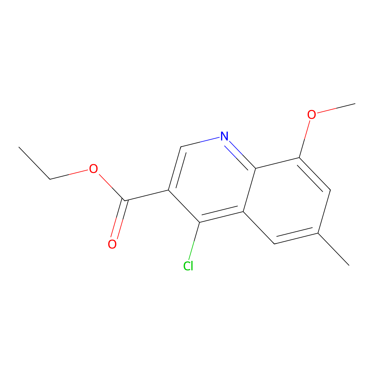 Ethyl 4-chloro-8-methoxy-6-methylquinoline-3-carboxylate molecular structure, CAS 1315344-46-7