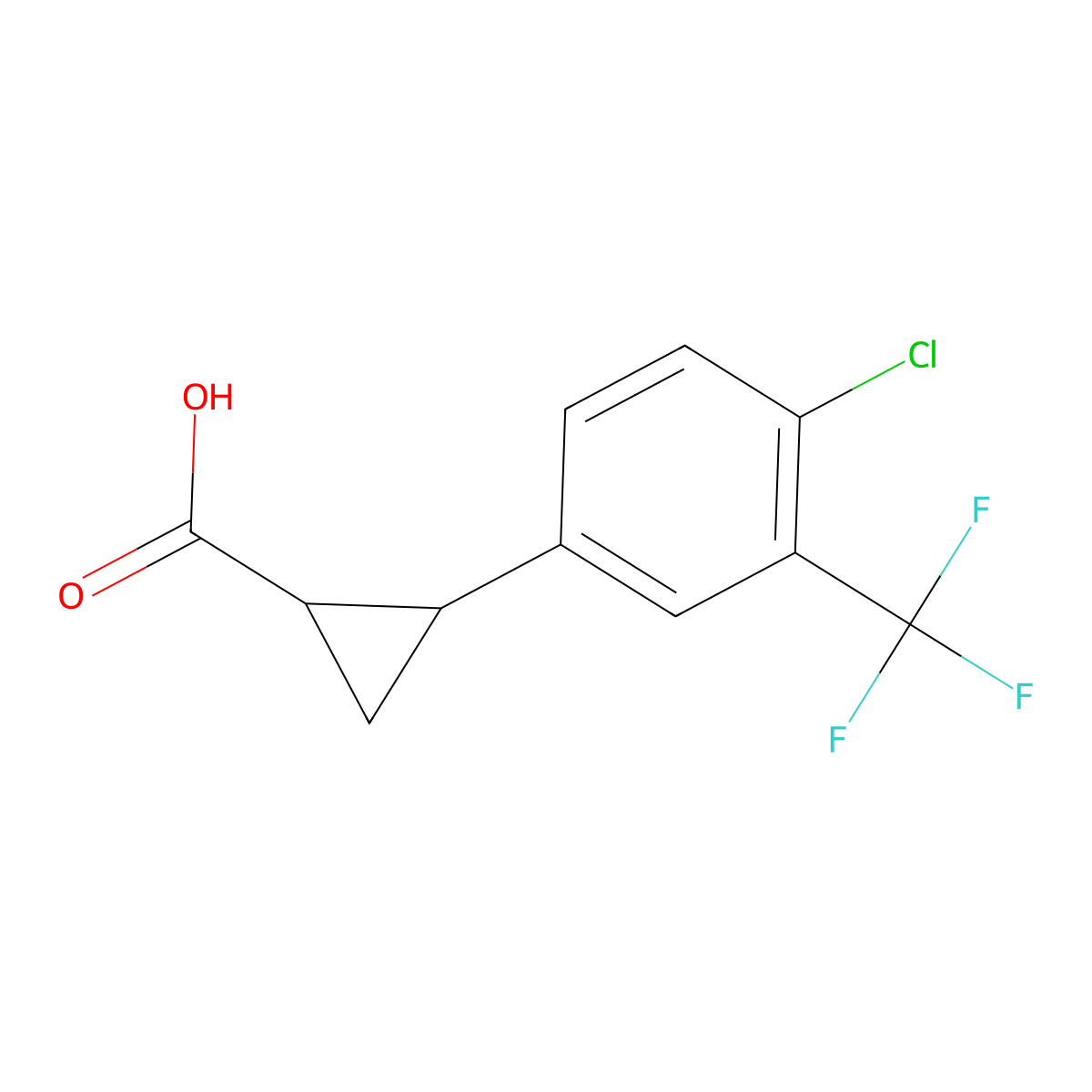2-[4-Chloro-3-(trifluoromethyl)phenyl]cyclopropane-1-carboxylic acid molecular structure, CAS 1315344-57-0