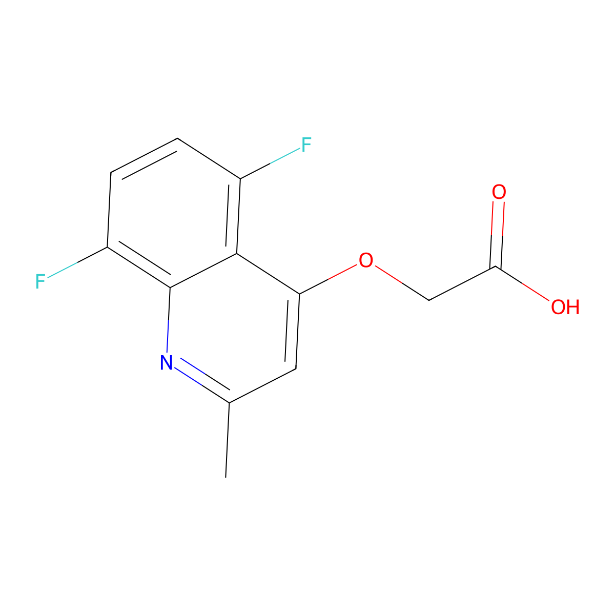 2-((5,8-Difluoro-2-methylquinolin-4-yl)oxy)acetic acid molecular structure, CAS 1315346-53-2