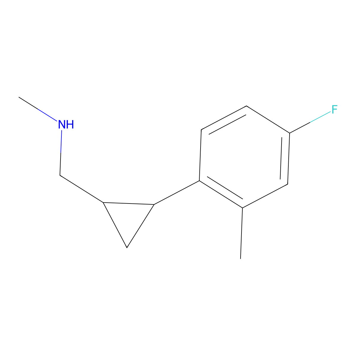 1-(2-(4-Fluoro-2-methylphenyl)cyclopropyl)-N-methylmethanamine molecular structure, CAS 1315346-97-4