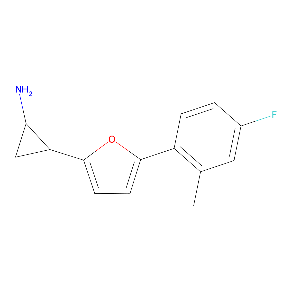 2-(5-(4-Fluoro-2-methylphenyl)furan-2-yl)cyclopropanamine molecular structure, CAS 1315347-15-9